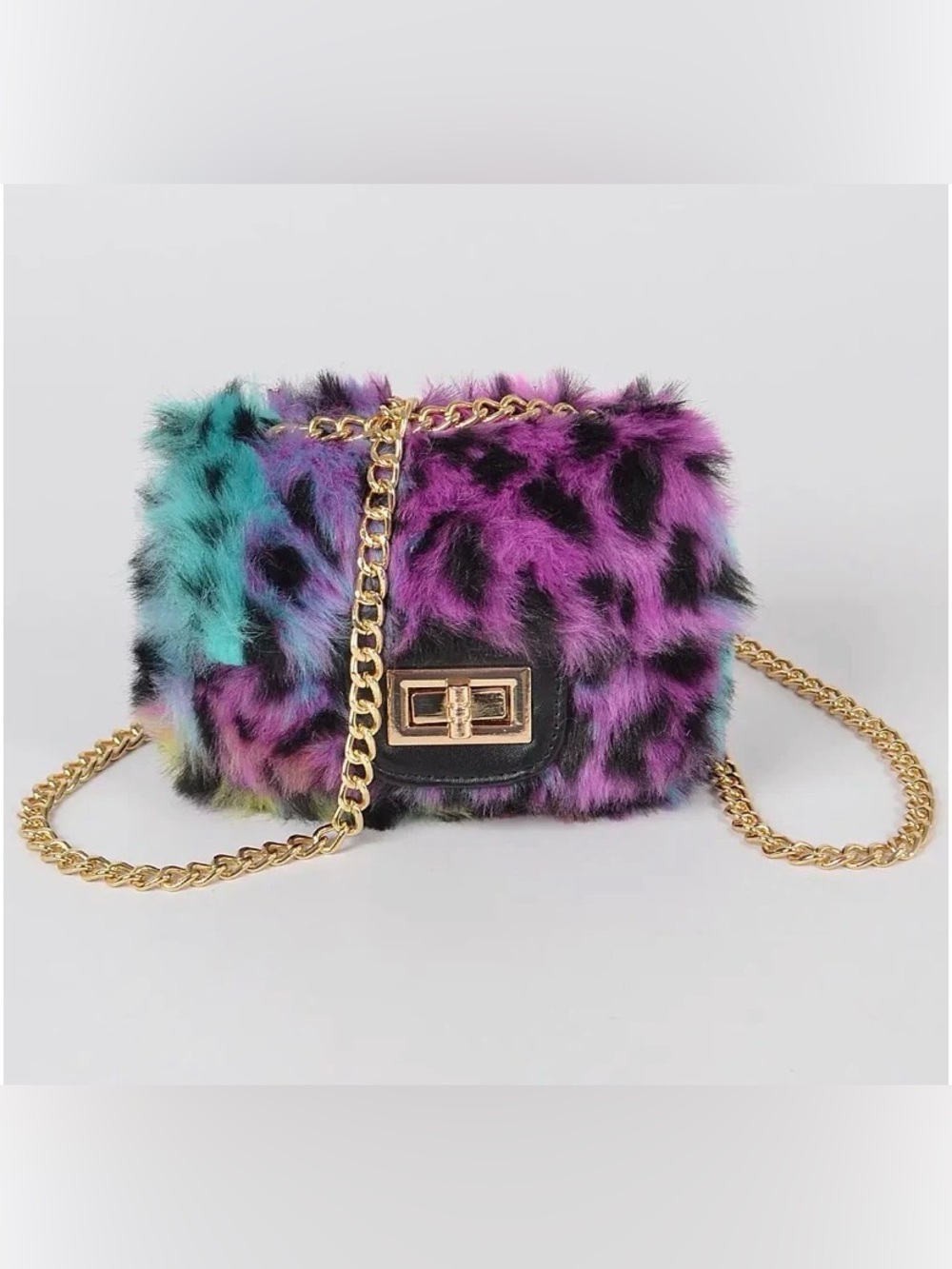 Faux Fur Multicolor Crossbody Mini Bag